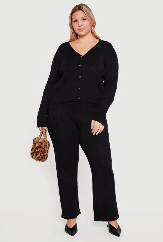 Plus Size Cable Knit Drawstring Waist Pull On Pants sold by Rainbow