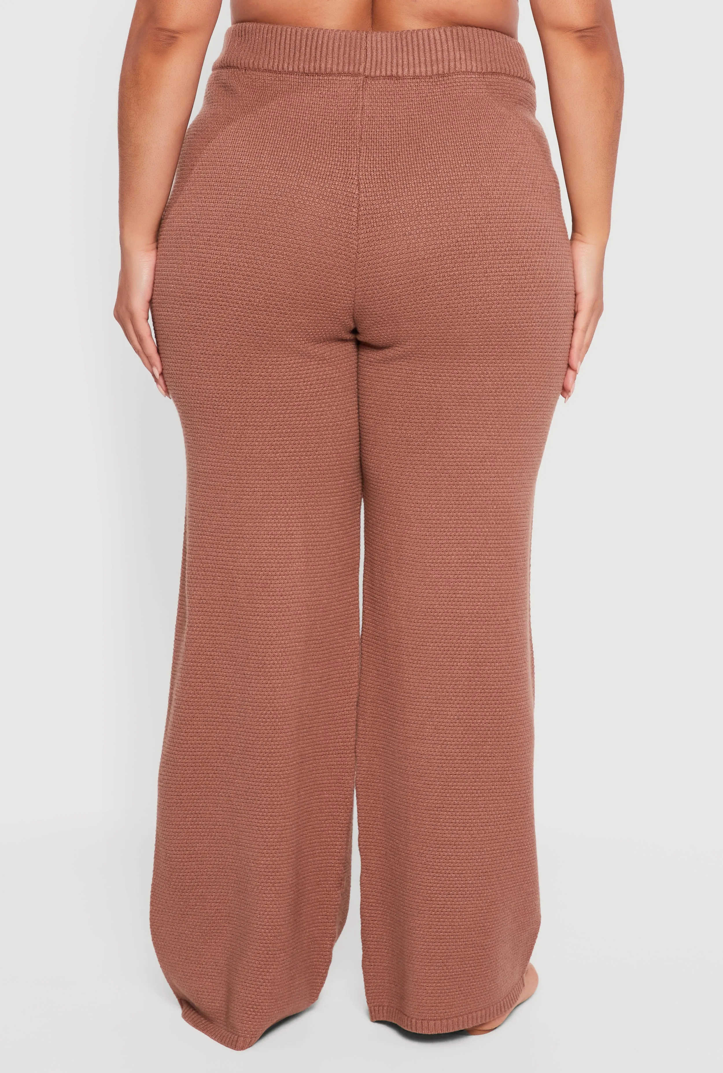 Plus Size High Waisted Textured Knit Wide Leg Pants sold by Rainbow product image thumbnail 5