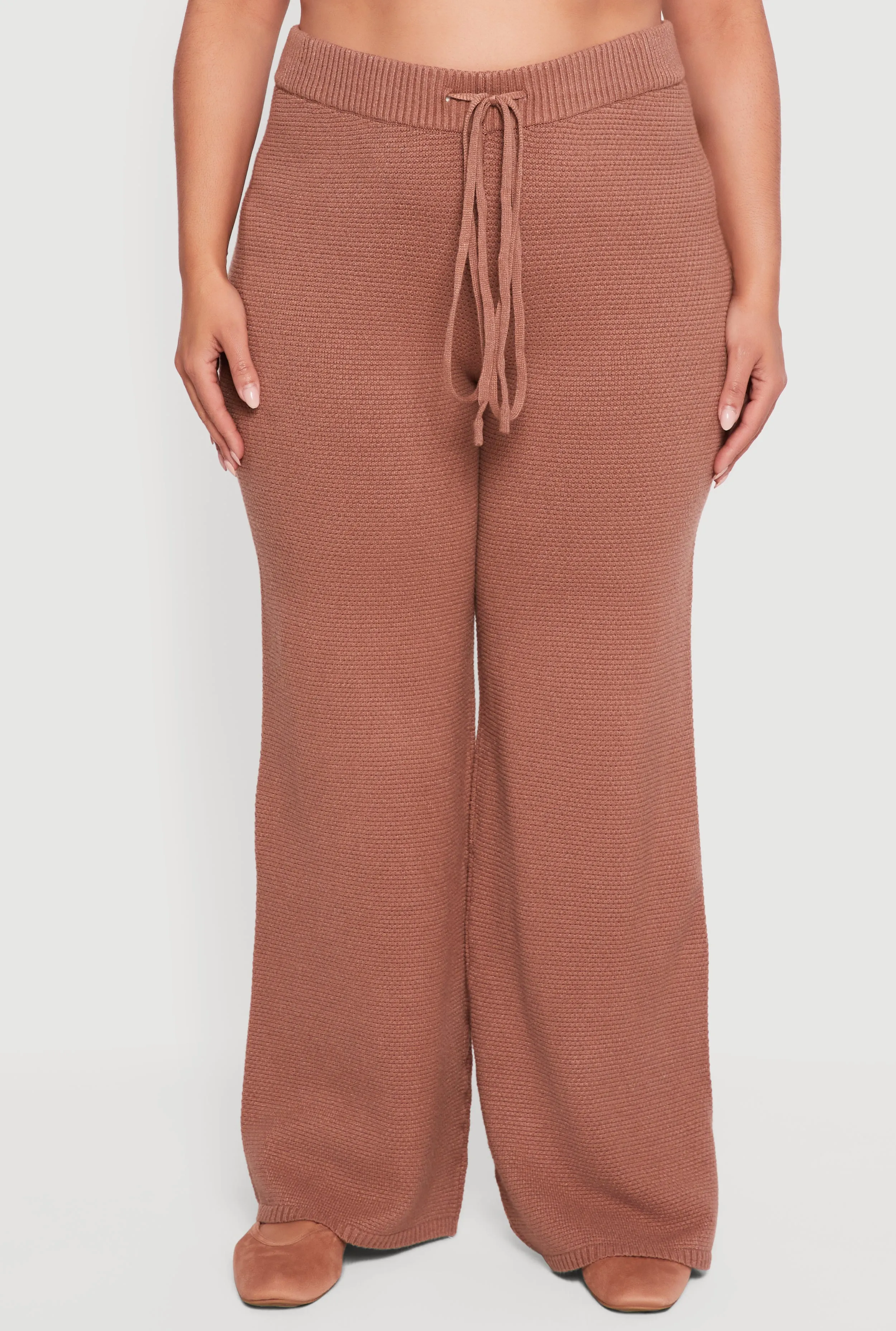 Plus Size High Waisted Textured Knit Wide Leg Pants sold by Rainbow product image thumbnail 3