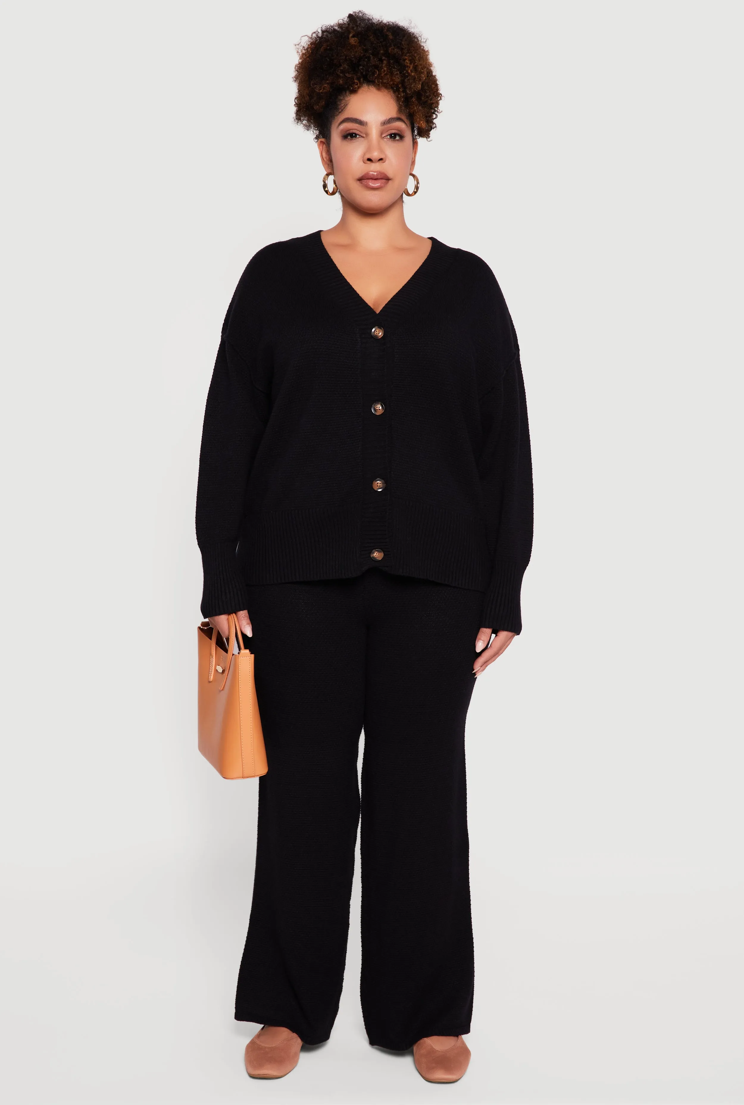 Plus Size High Waisted Textured Knit Wide Leg Pants sold by Rainbow product image thumbnail 2