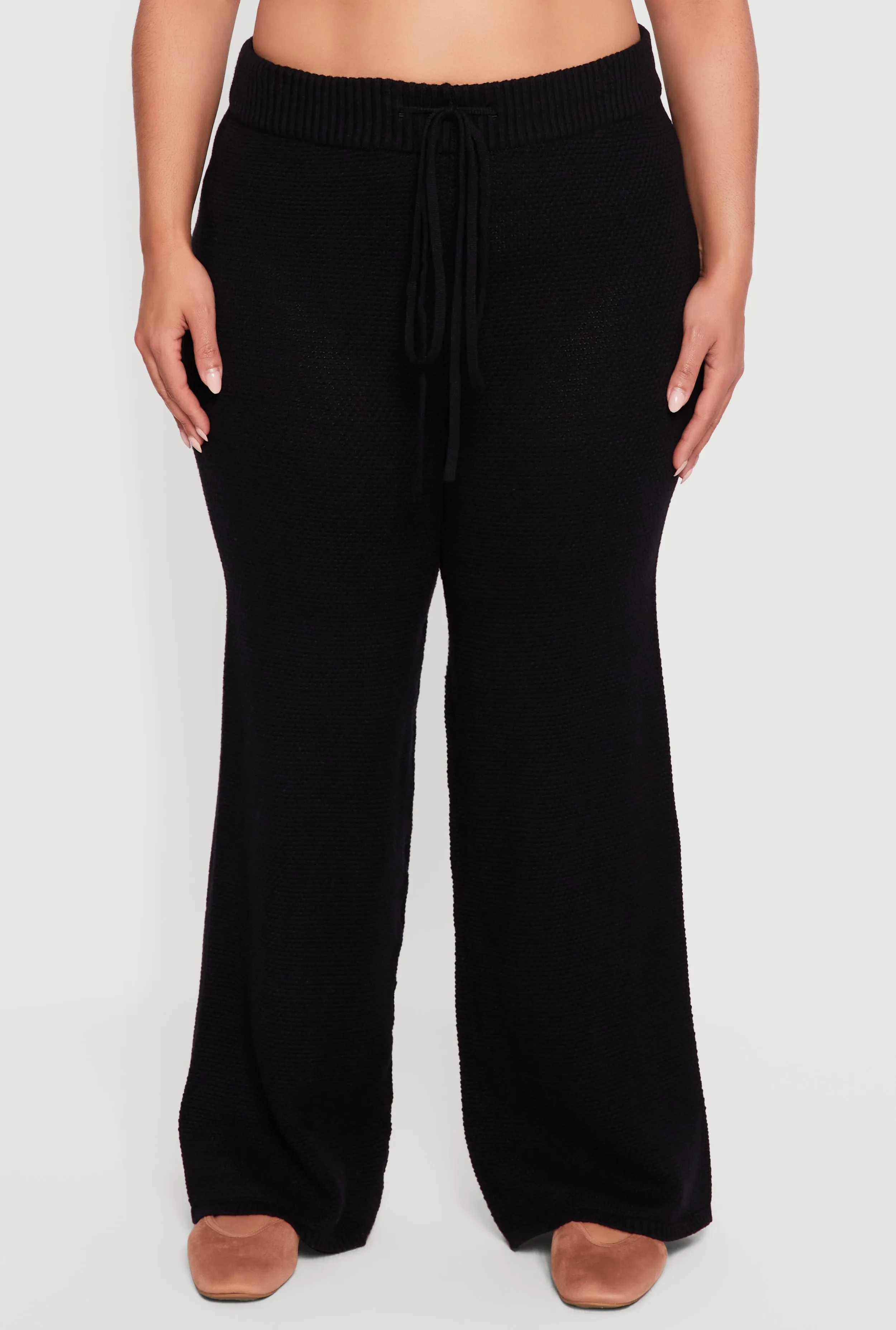 Plus Size High Waisted Textured Knit Wide Leg Pants sold by Rainbow product image thumbnail 3