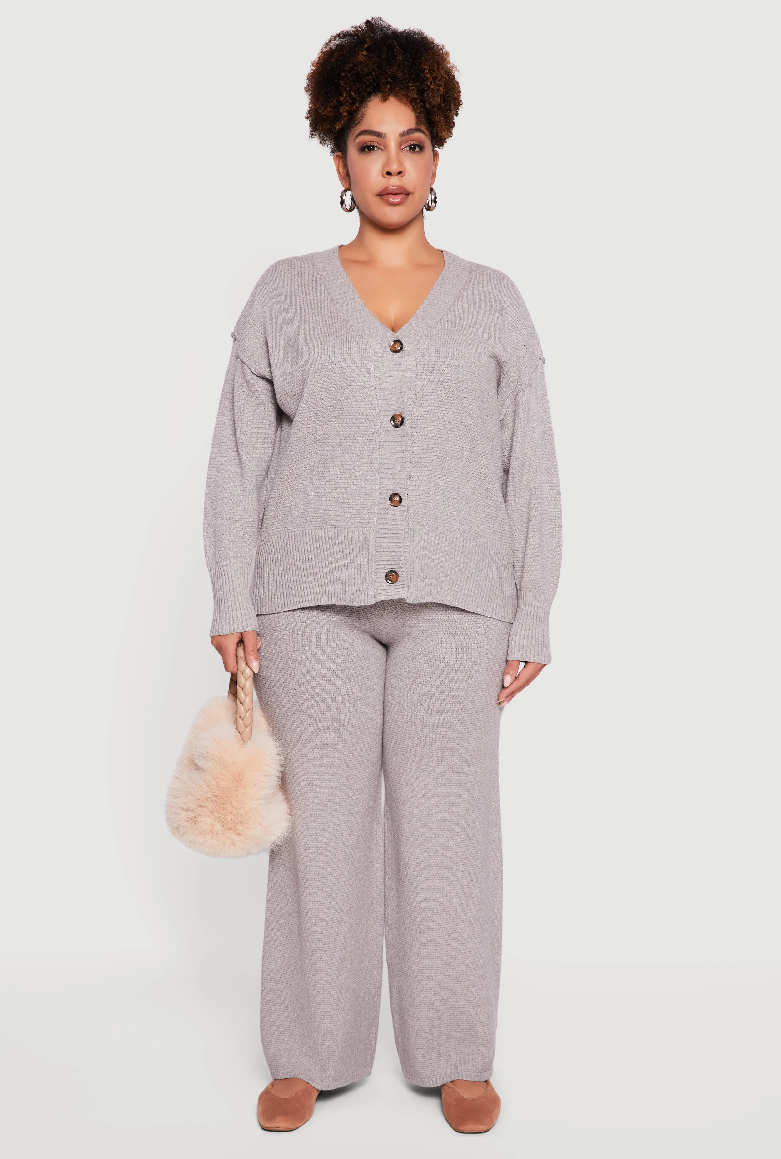 Plus Size Textured Knit Button Front Cardigan sold by Rainbow product image thumbnail 3