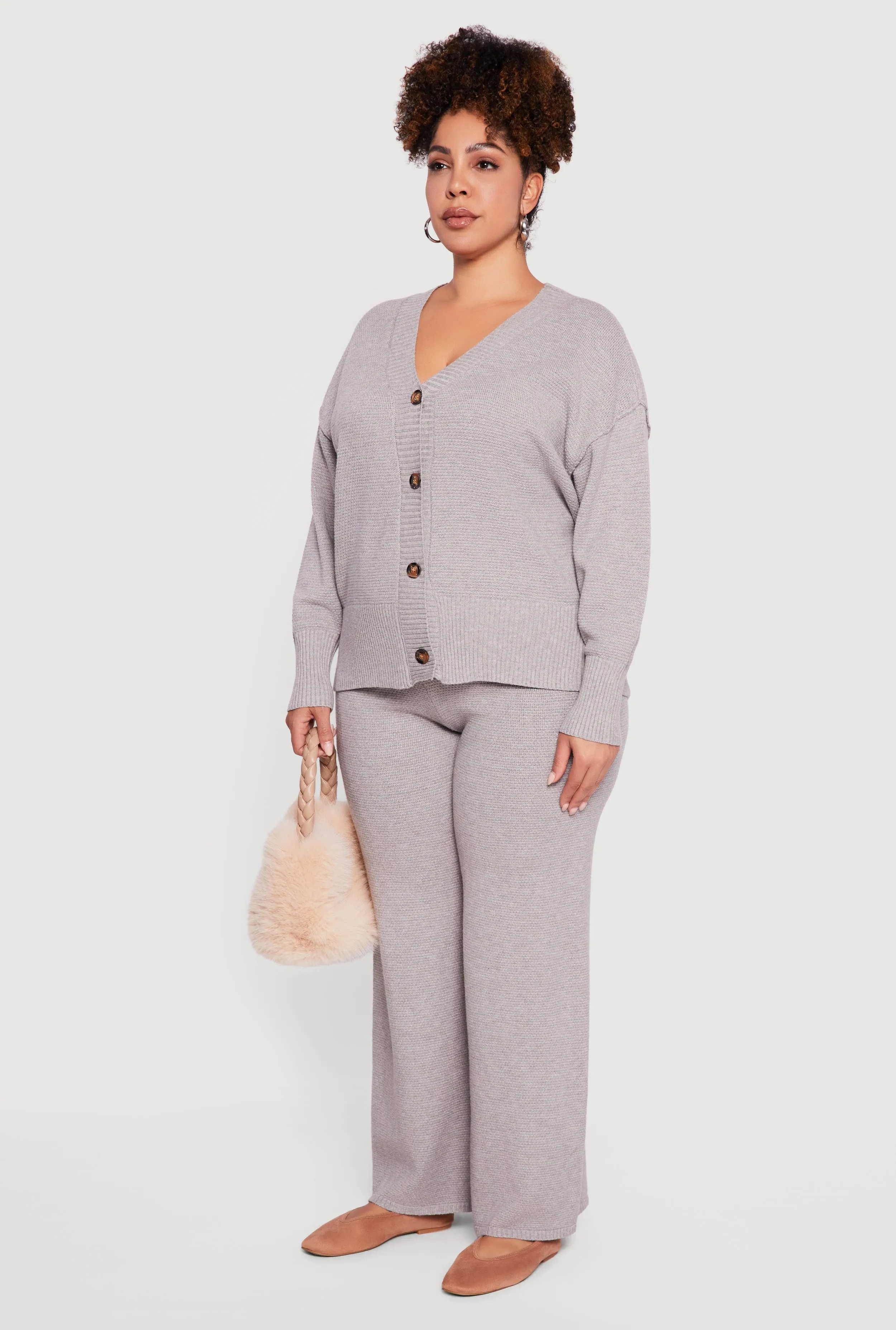 Plus Size Textured Knit Button Front Cardigan sold by Rainbow product image thumbnail 5