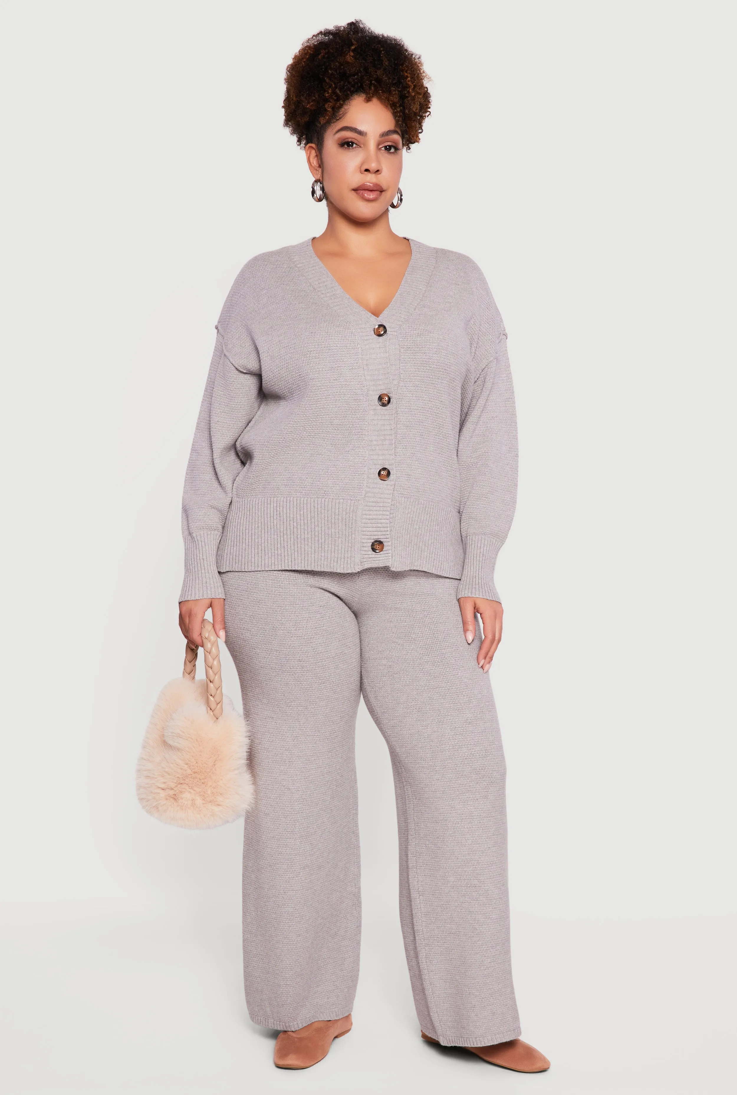 Plus Size Textured Knit Button Front Cardigan sold by Rainbow product image thumbnail 2