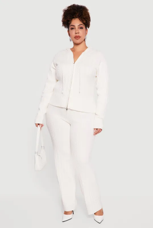 Plus Size High Waisted Cable Knit Casual Pants sold by Rainbow