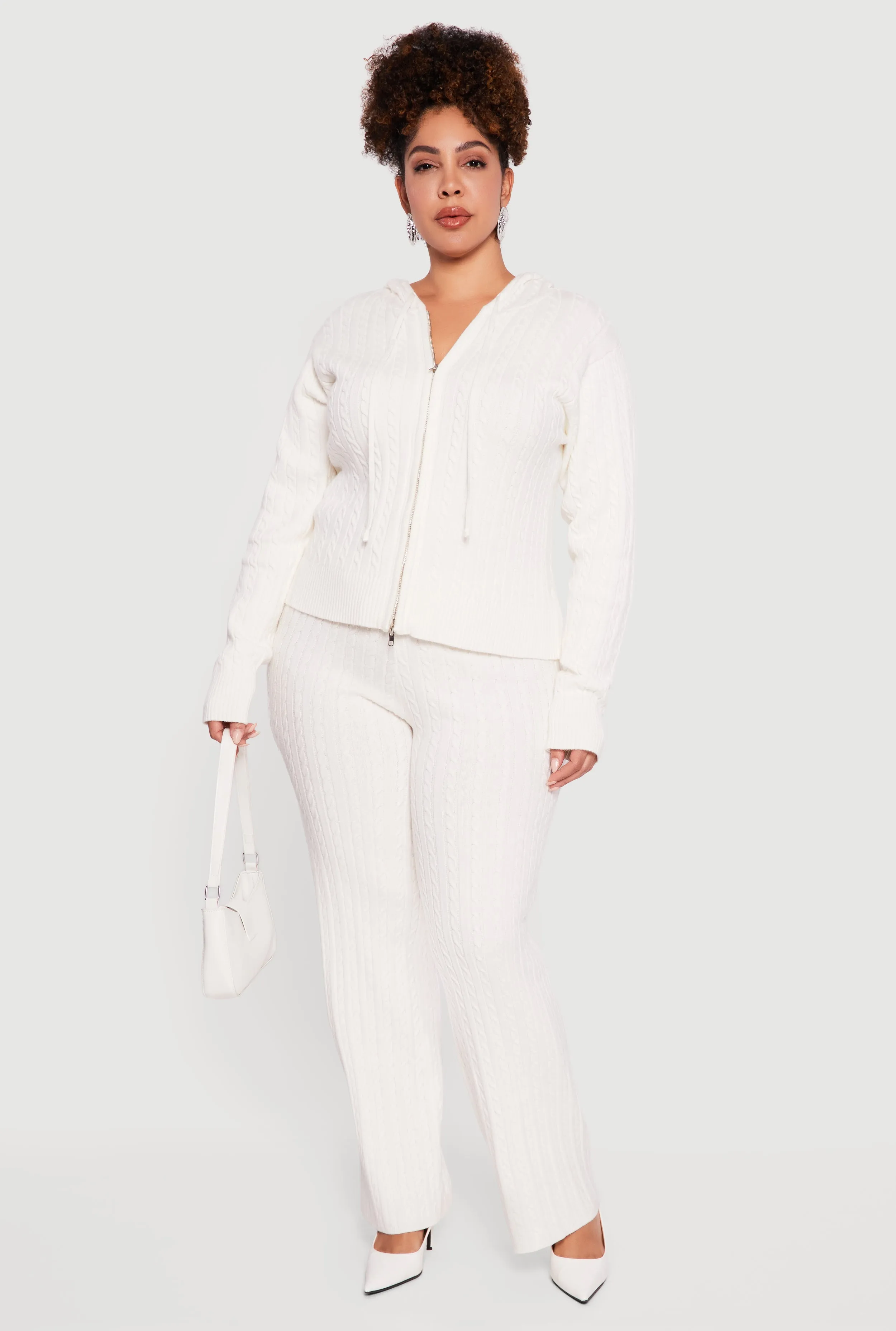 Plus Size High Waisted Cable Knit Casual Pants sold by Rainbow