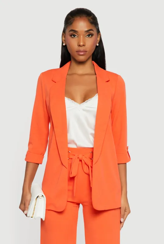 Crepe Knit Tabbed Sleeve Blazer sold by Rainbow