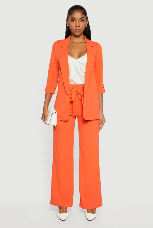 Crepe Knit Drawstring Detail Wide Leg Pants sold by Rainbow