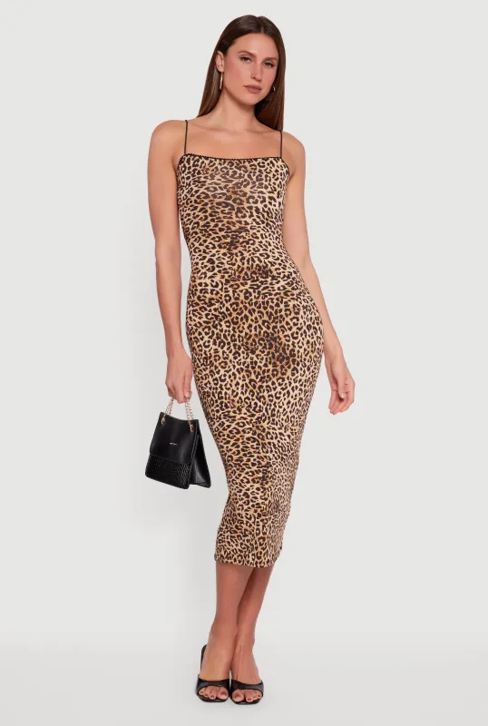 Leopard Print Sleeveless Bodycon Dress sold by Rainbow