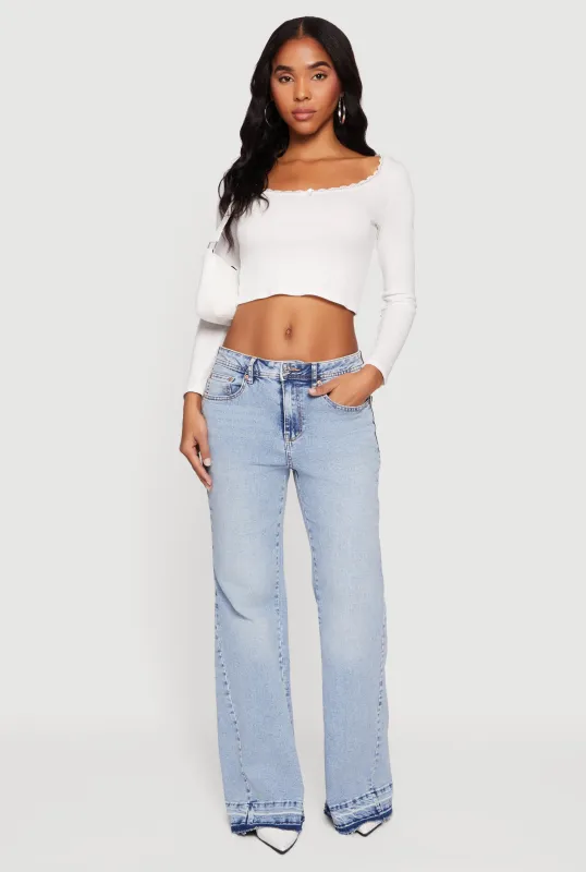 Almost Famous Raw Hem Flare Leg Jeans sold by Rainbow