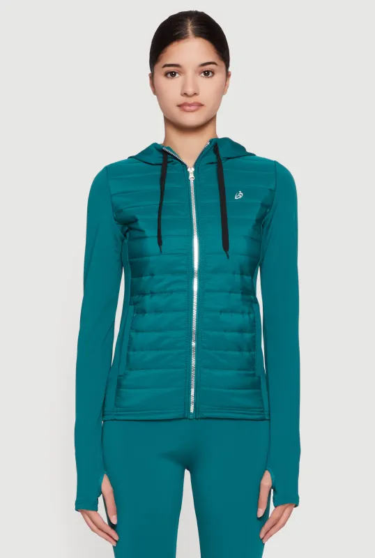 Lightweight Puffer Detail Hooded Zip Front Jacket sold by Rainbow