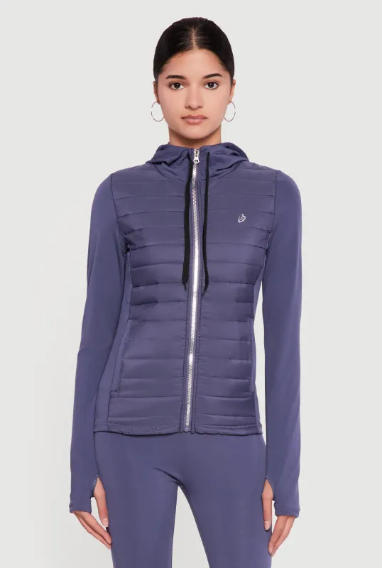 Lightweight Puffer Detail Hooded Zip Front Jacket sold by Rainbow