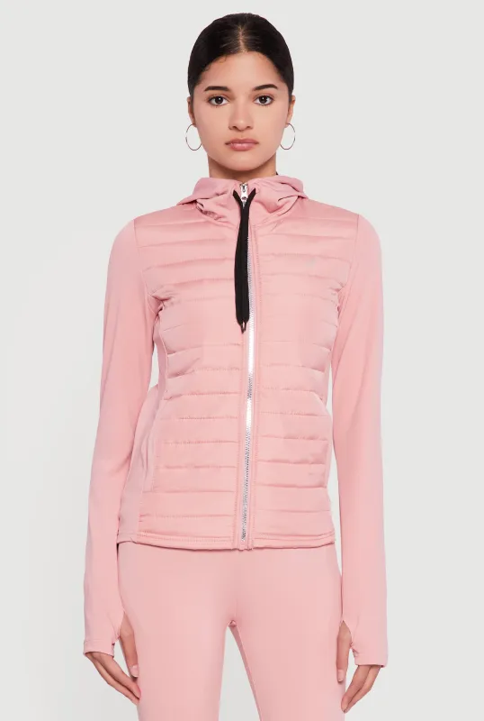 Lightweight Puffer Detail Hooded Zip Front Jacket sold by Rainbow