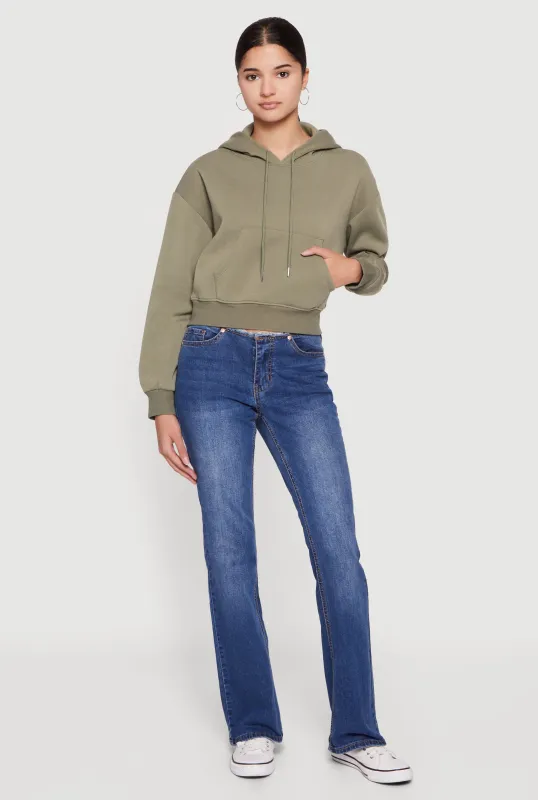 Kangaroo Pocket Cropped Pullover Hoodie sold by Rainbow