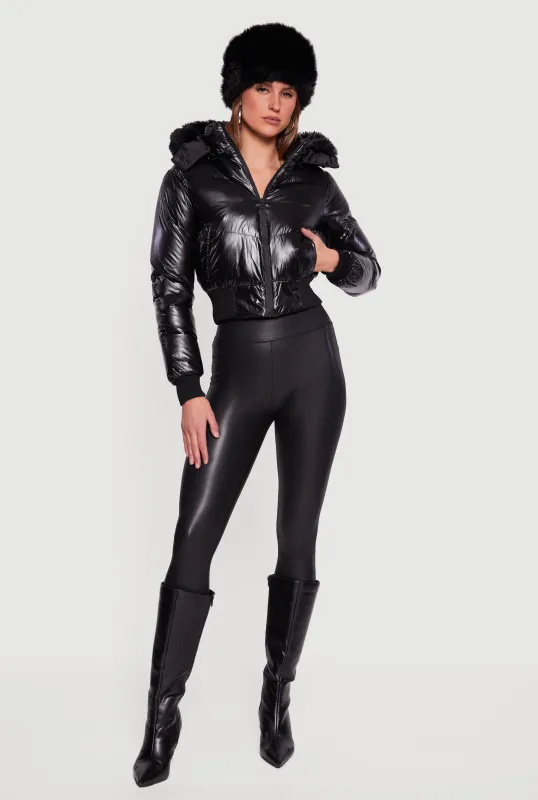 Puffer Jacket with Removable Faux Fur Hood sold by Rainbow