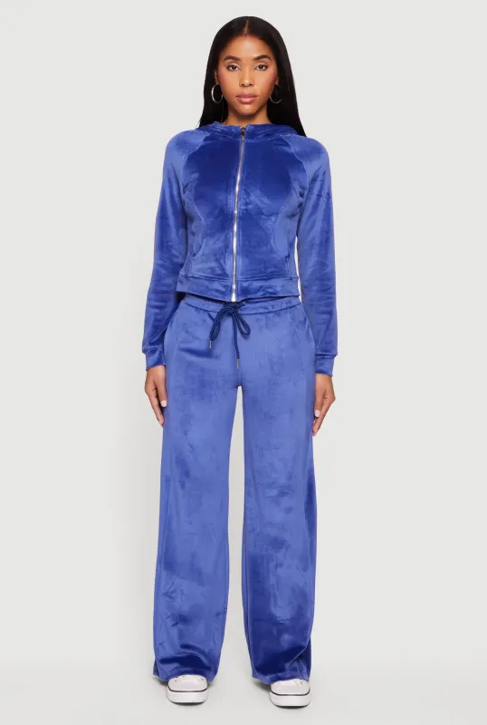Mid Rise Velour Wide Leg Sweatpants sold by Rainbow