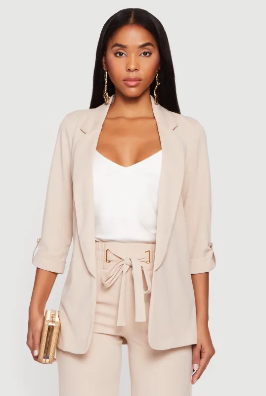 Crepe Knit Tabbed Sleeve Blazer sold by Rainbow