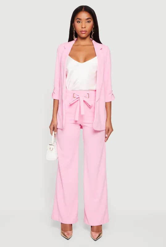 Crepe Knit Drawstring Detail Wide Leg Pants sold by Rainbow