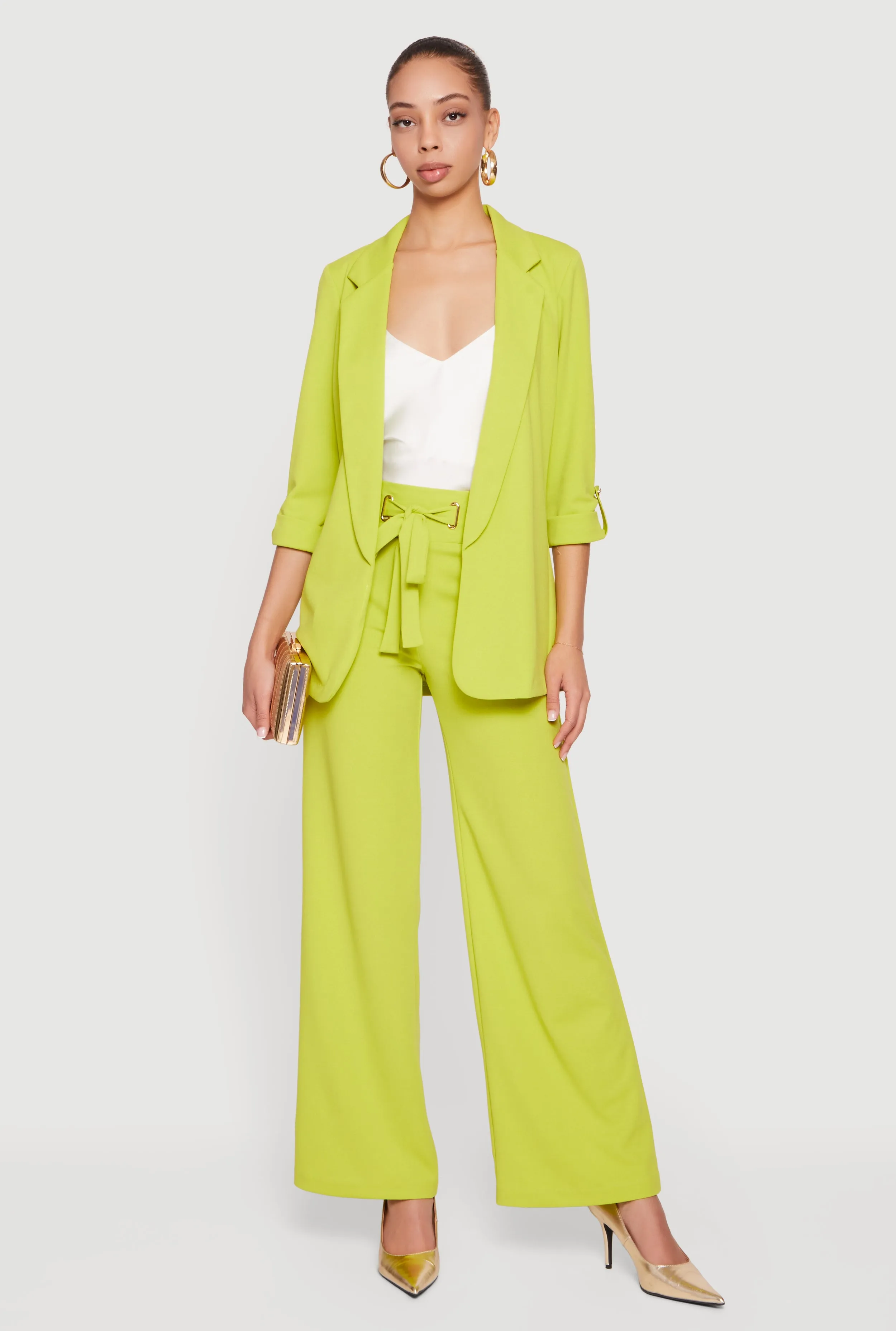 Crepe Knit Tabbed Sleeve Blazer sold by Rainbow product image thumbnail 3