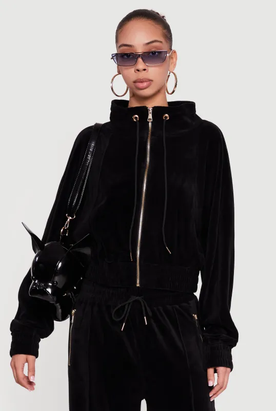 Velour Drawstring Mock Neck Sweatshirt sold by Rainbow