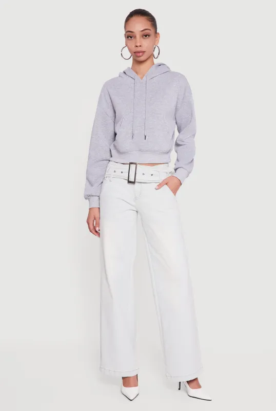 Kangaroo Pocket Cropped Pullover Hoodie sold by Rainbow