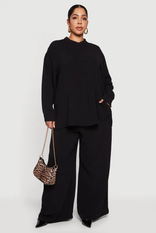 Plus Size Crepe Knit Wide Leg Pants sold by Rainbow