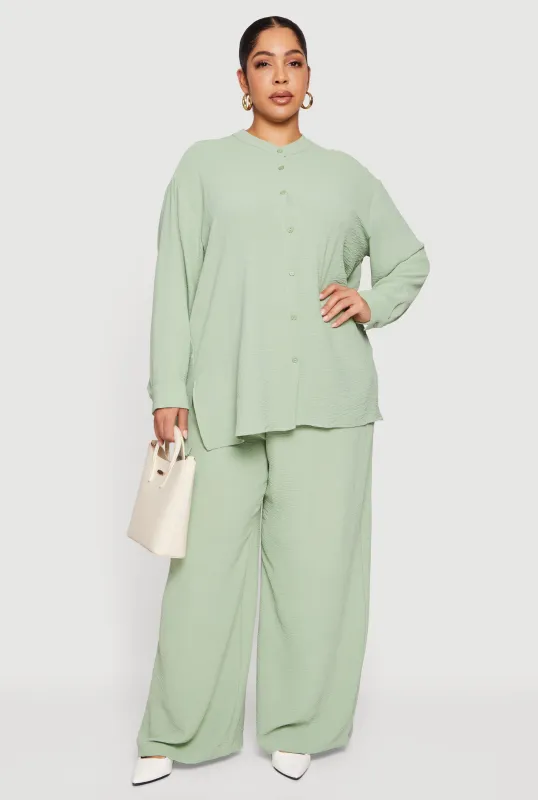 Plus Size Crepe Knit Wide Leg Pants sold by Rainbow