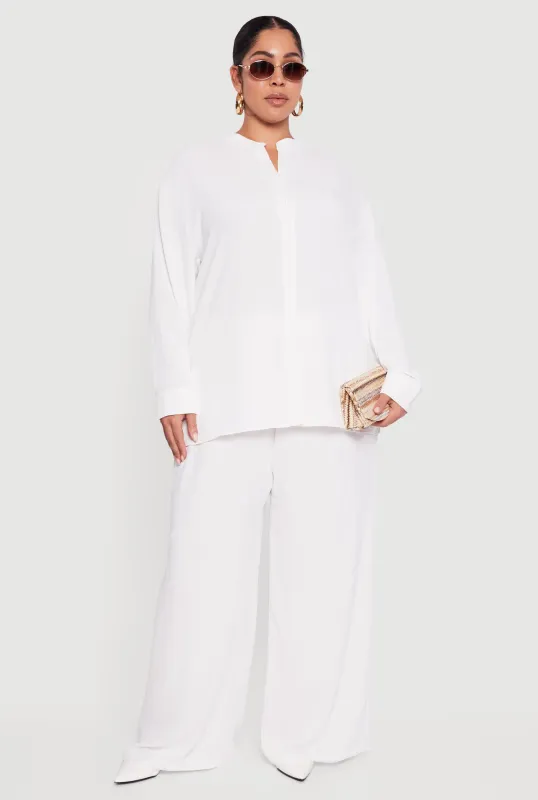 Plus Size Crepe Knit Wide Leg Pants sold by Rainbow