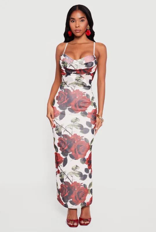 Floral Mesh Padded Cup Sweetheart Bustier Dress sold by Rainbow