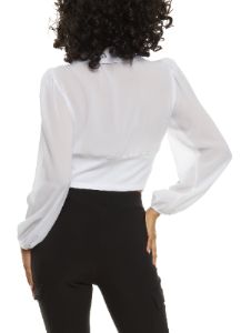 Pleated Button Front Crop Blouse sold by Rainbow