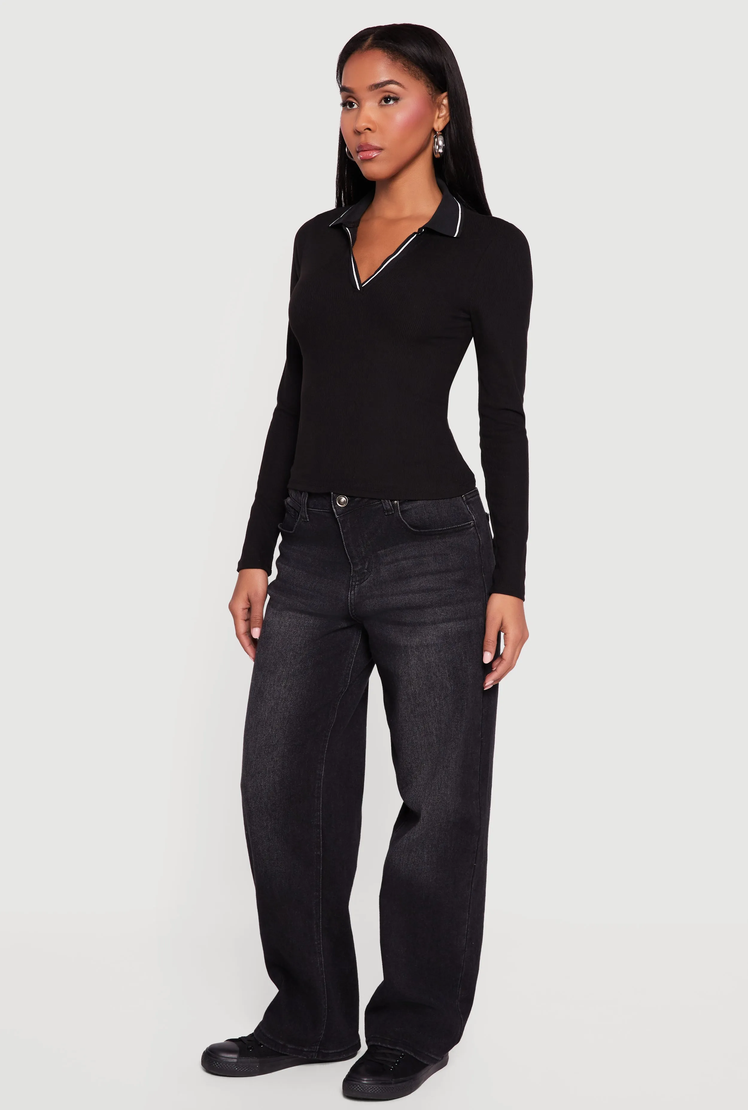 Contrast Trim Ribbed Knit Polo Shirt sold by Rainbow product image thumbnail 3