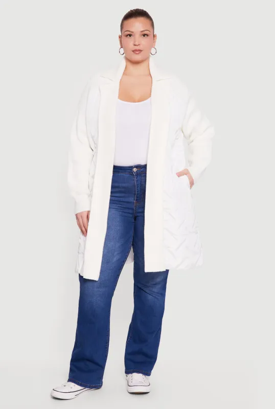 Plus Size Open Front Puffer Jacket sold by Rainbow