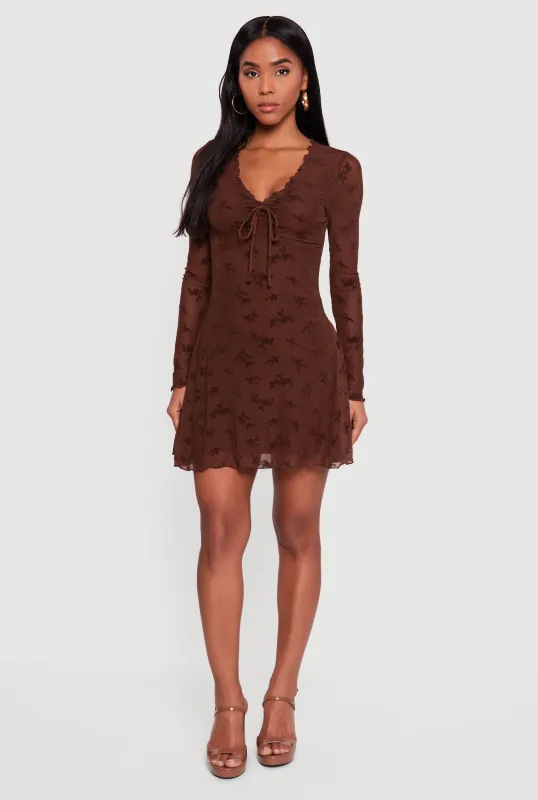 Floral Velvet Burnout Mesh Overlay Skater Dress sold by Rainbow