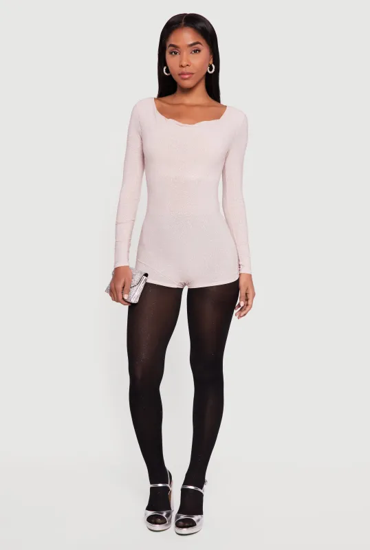 Glittery Long Sleeve Cowl Neck Romper sold by Rainbow