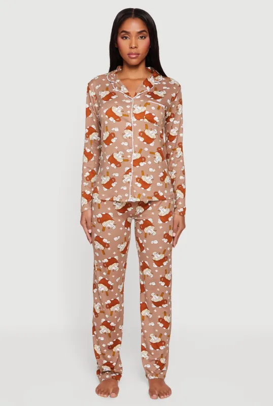 Hot Cocoa Pajama Top and Pants with Sleep Mask sold by Rainbow