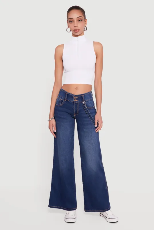 Strap Detail Flare Leg Jeans sold by Rainbow