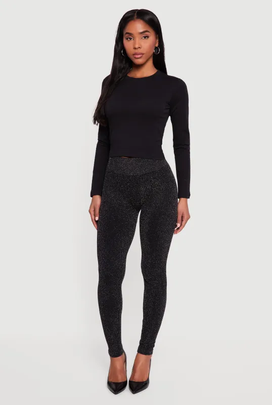 Lurex High Waisted Ribbed Knit Leggings sold by Rainbow