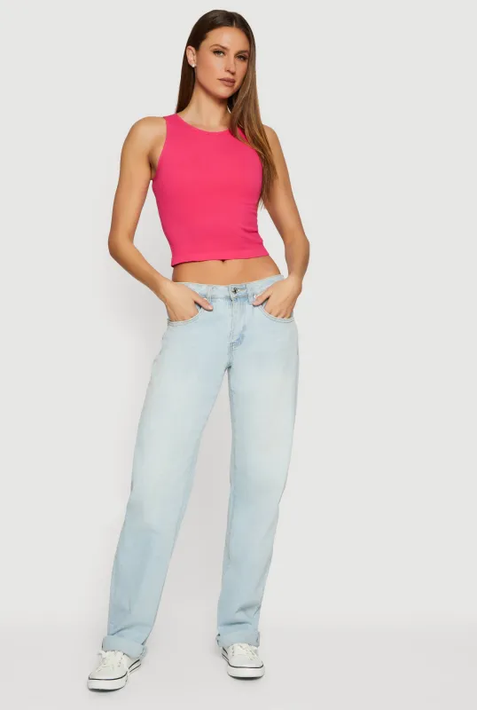 Seamless Rib Knit Racerback Crop Top sold by Rainbow