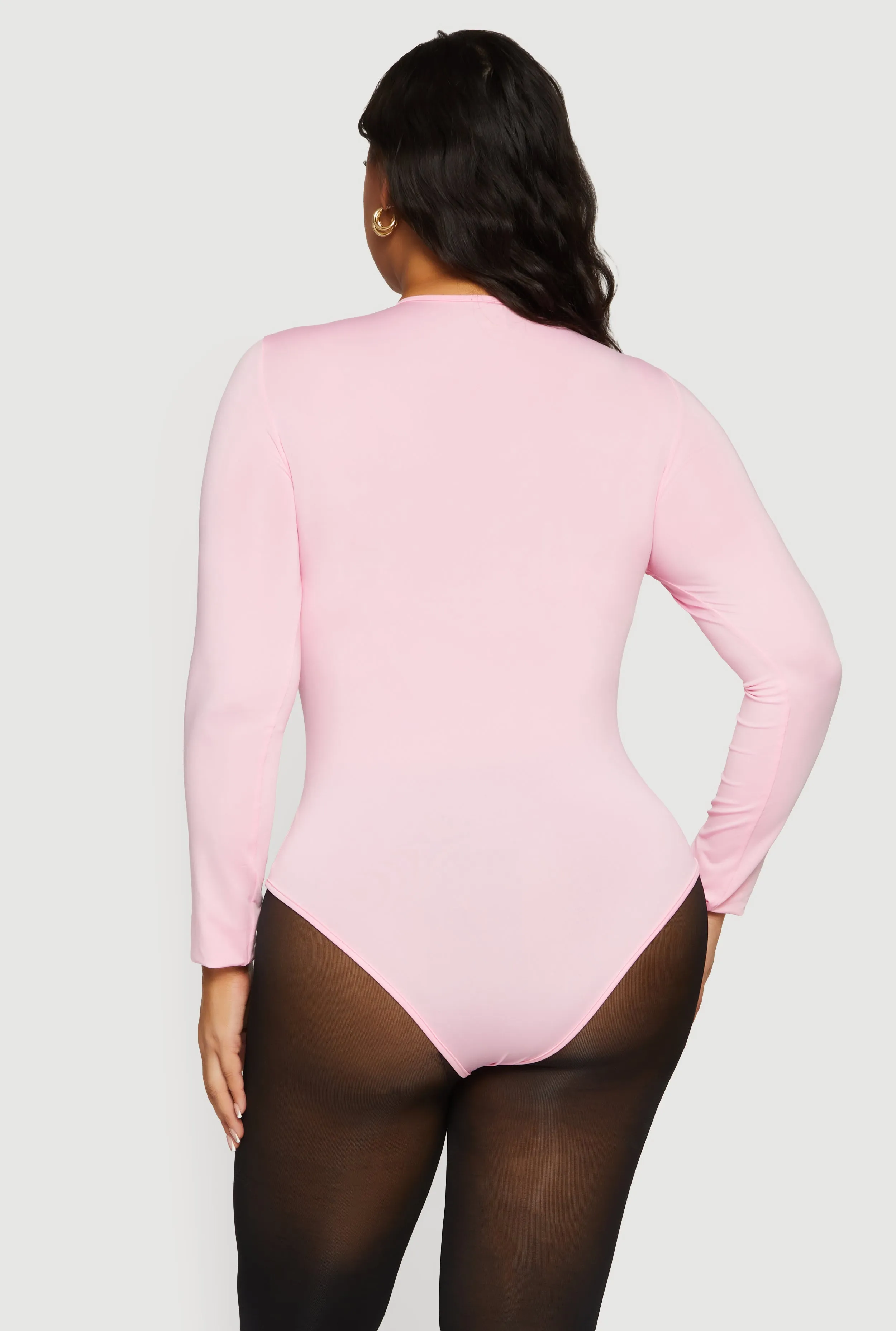 Plus Size Long Sleeve Solid Crew Neck Bodysuit sold by Rainbow product image thumbnail 5
