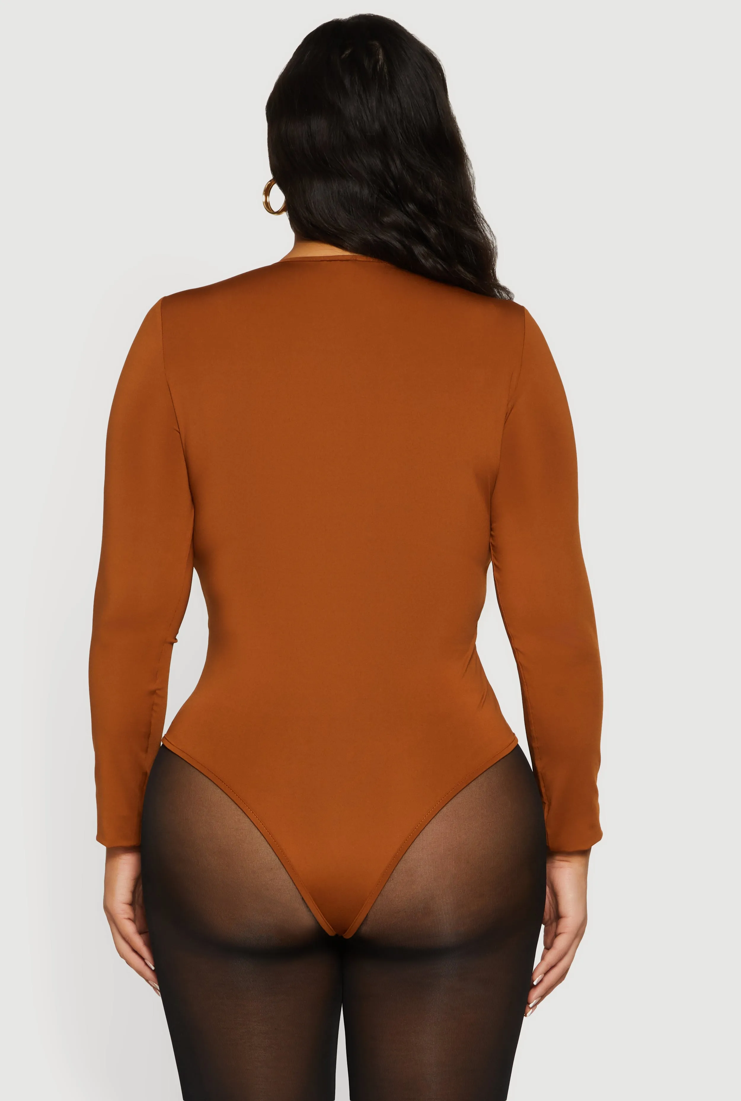 Plus Size Long Sleeve Solid Crew Neck Bodysuit sold by Rainbow product image thumbnail 5