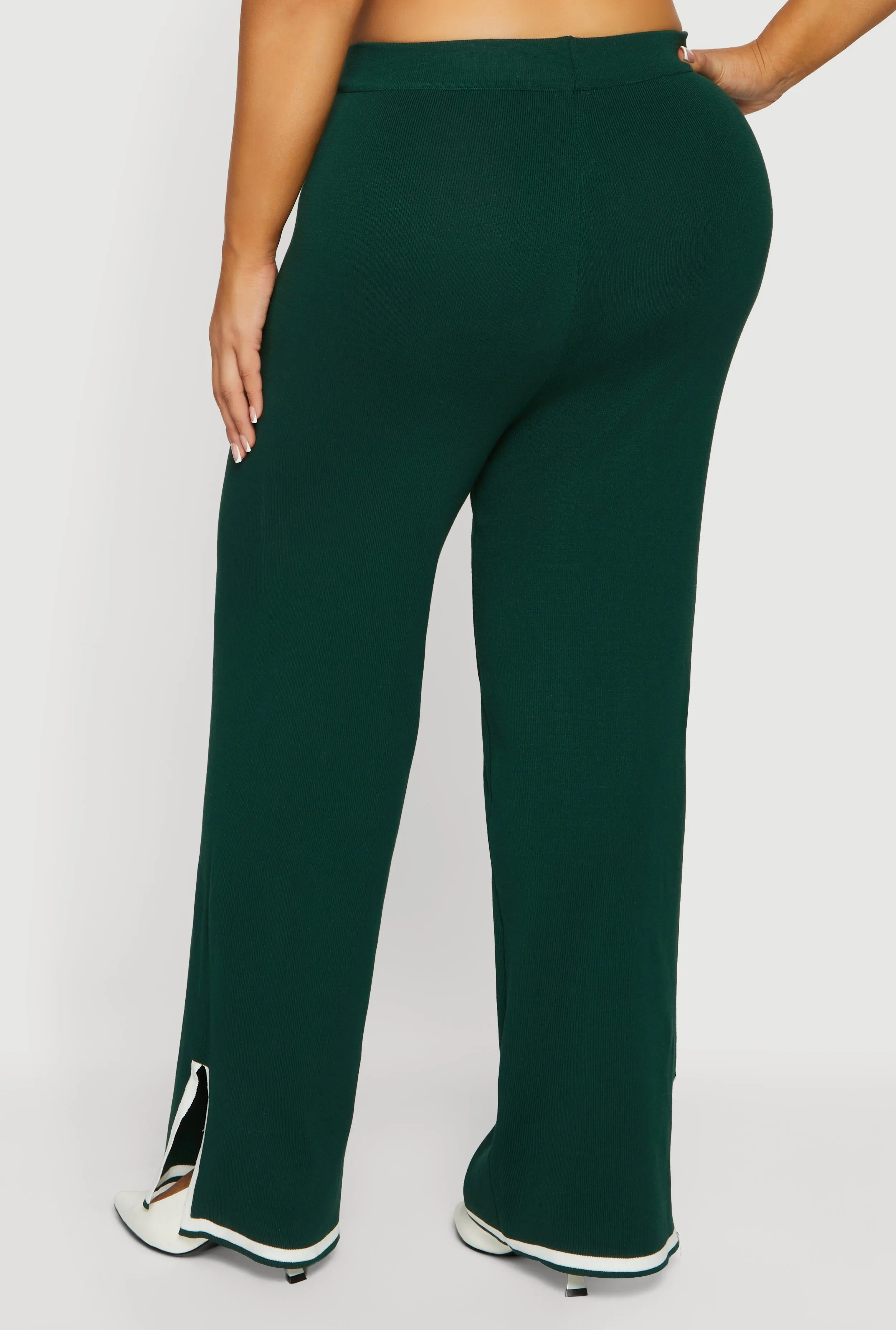 Plus Size High Waisted Wide Leg Pants with Contrast Trim sold by Rainbow product image thumbnail 5