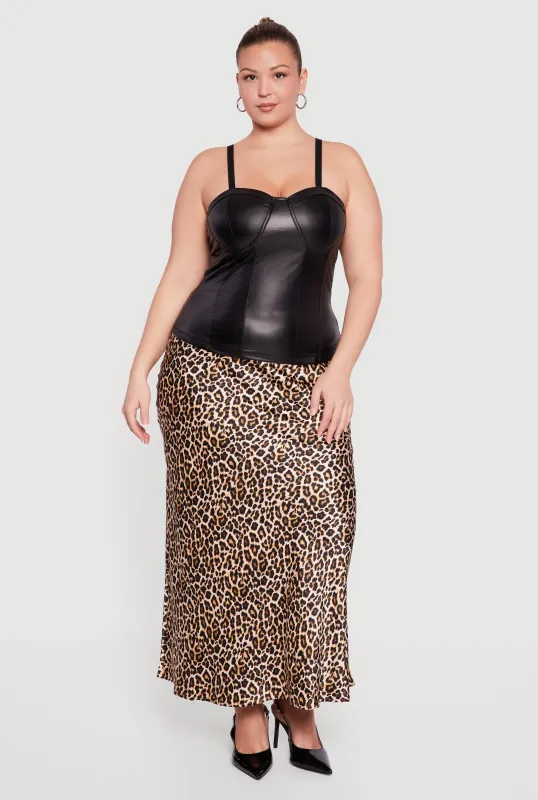 Plus Size Faux Leather Zip Back Bustier Top sold by Rainbow