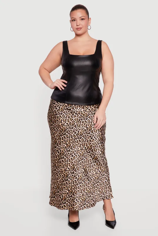 Plus Size Faux Leather Square Neck Tank Top sold by Rainbow
