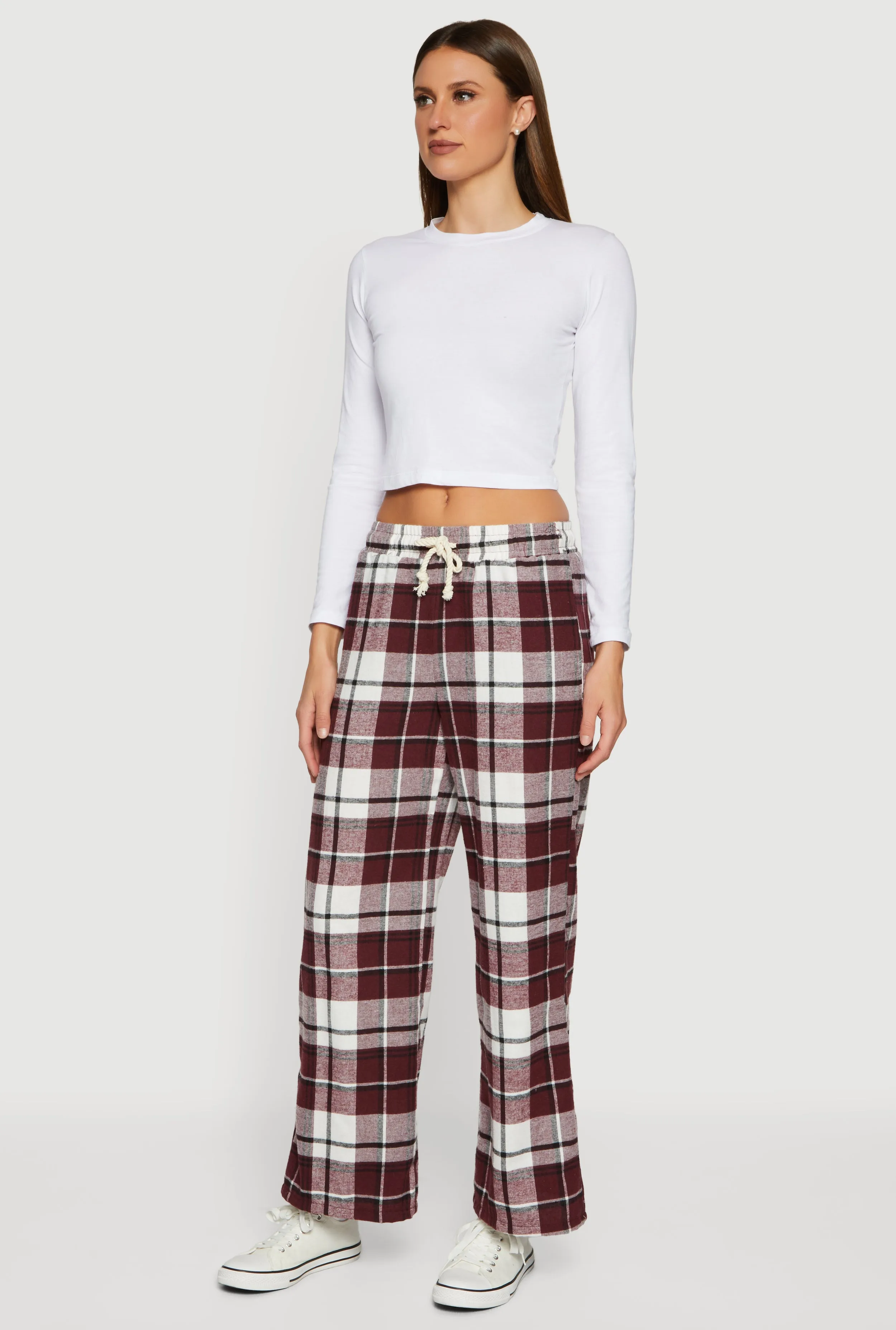 Flannel Drawstring Waist Wide Leg Pants sold by Rainbow product image thumbnail 2