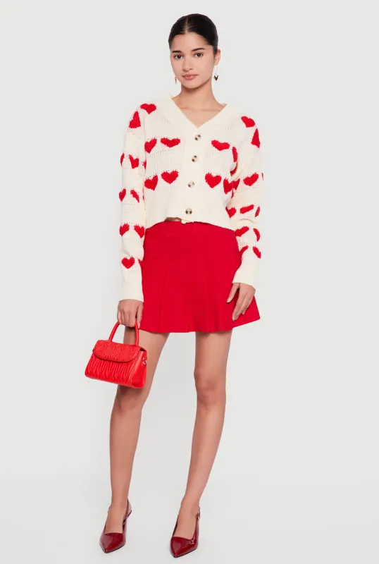 Heart Tufted Knit Cropped Cardigan sold by Rainbow