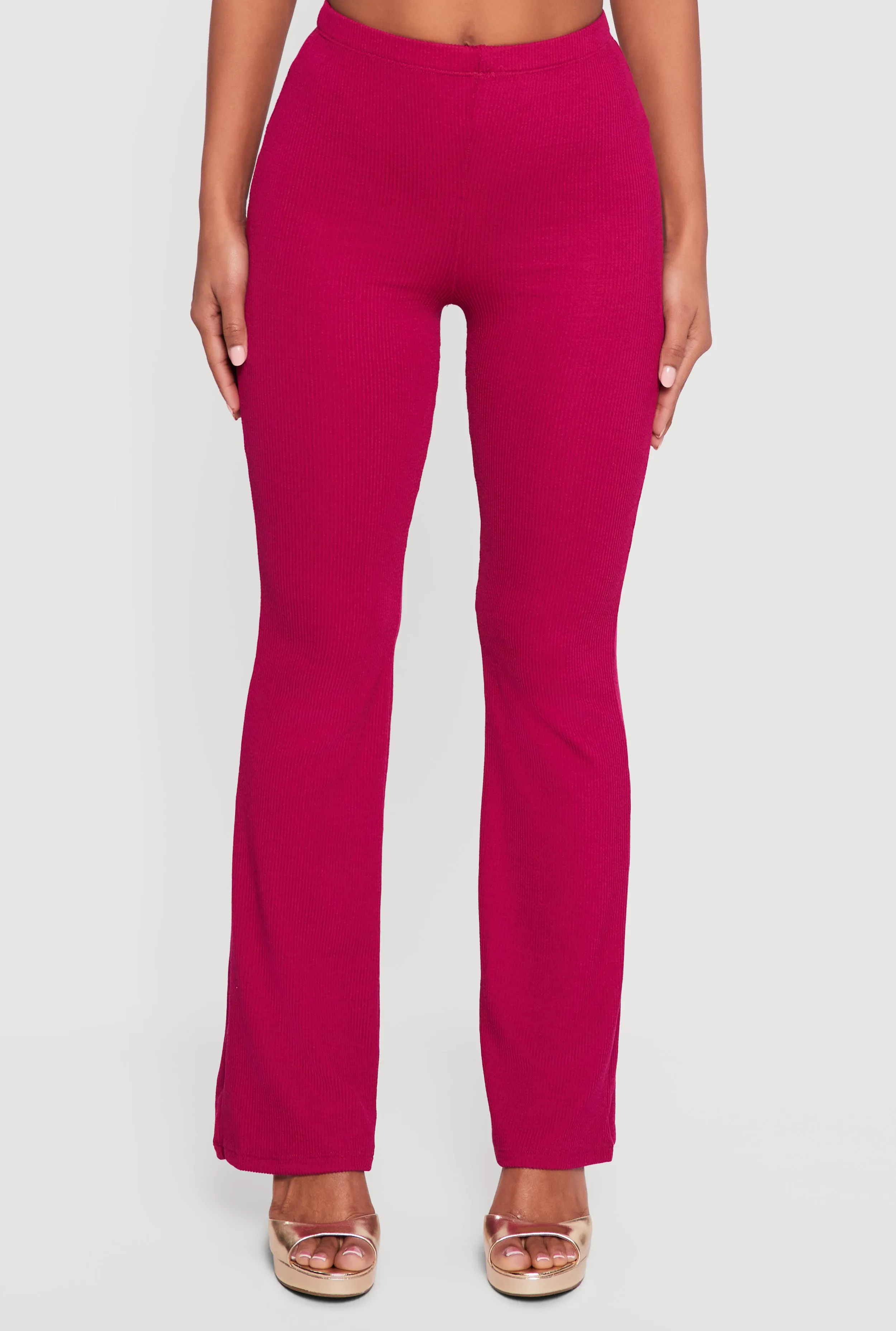 Trendy Ribbed Knit Mid Rise Bootcut Pants sold by Rainbow product image thumbnail 3