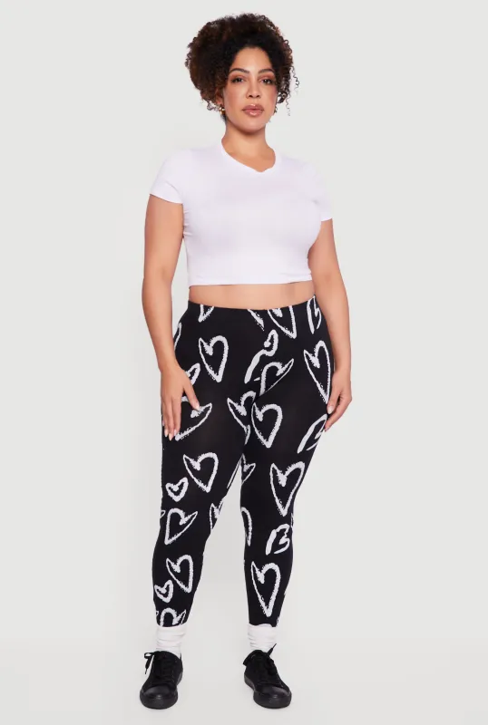 Plus Size Heart Pattern Leggings sold by Rainbow