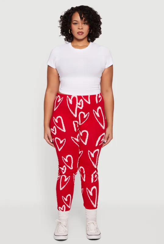 Plus Size Heart Pattern Leggings sold by Rainbow