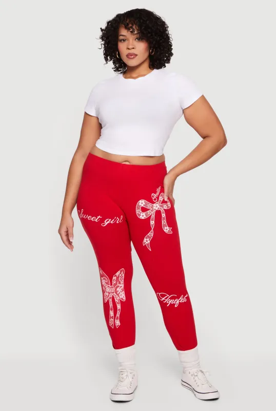 Plus Size Sweet Girl Graphic High Waisted Leggings sold by Rainbow