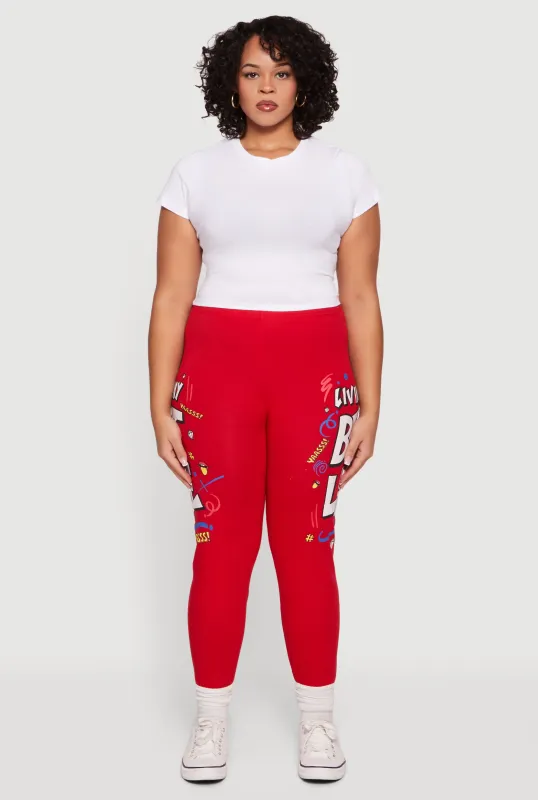 Plus Size Living My Best Life Graphic Leggings sold by Rainbow
